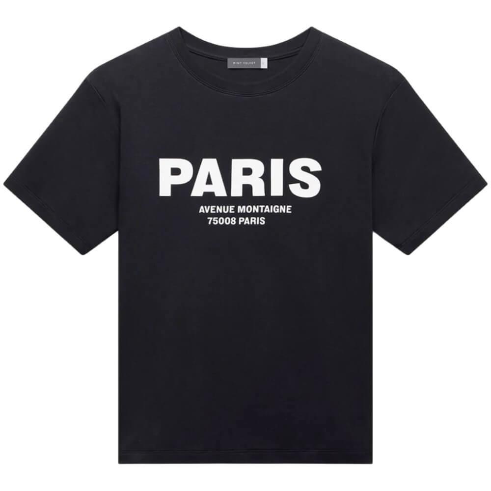 Mint Velvet Black Paris Slogan T Shirt